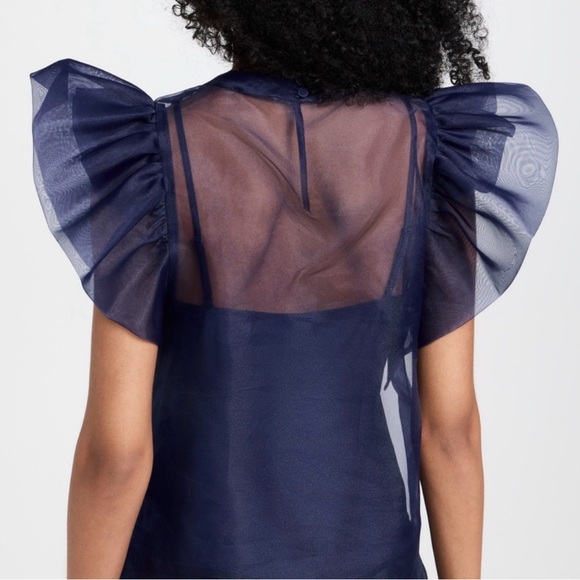 Jonathan Simkhai Midnight Blue Sheer Blouse - Picture 2 of 6